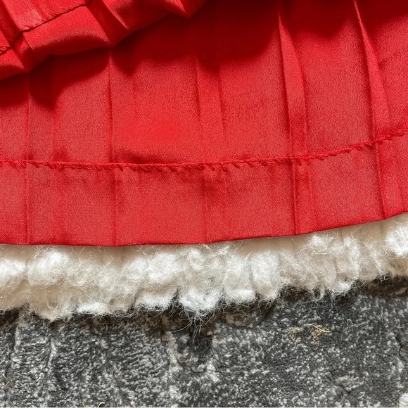 Vtg In The Mood Red Orange Pleated Day Dress - size 8 - Picture 7 of 16